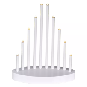 Świecznik 10 LED 3× AA 25 cm biały IP20 WW, timer