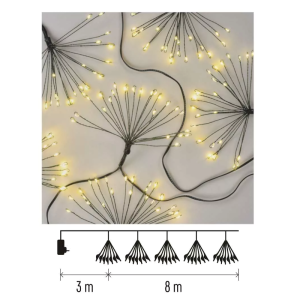 Lampki nano łezki frędzle 450 LED 8m ciepła biel timer