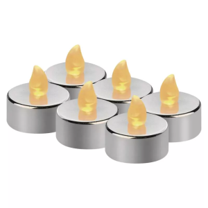 Świeczki tealight LED srebrne 6× CR2032, VNT, kpl. 6 szt 