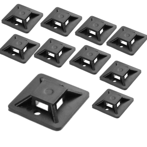 Uchwyt opaski kablowej samoprzylepny 20x20 mm czarny 10 szt.