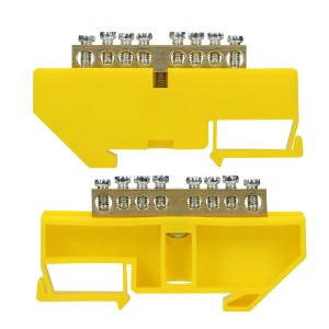 Listwa zaciskowa PE, na szynę TH35, 8 przewodów, żółta