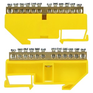 Listwa zaciskowa PE, na szynę TH35, 12 przewodów, żółta