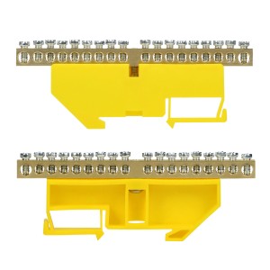 Listwa zaciskowa PE, na szynę TH35, 18 przewodów, żółta