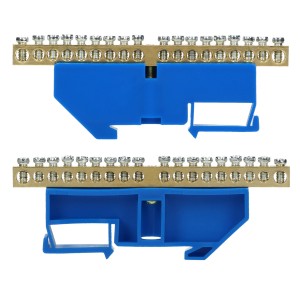 Listwa zaciskowa PE, na szynę TH35, 18 przewodów, niebieska