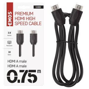 Przewód HDMI 2.0 ekranowany wtyk A 0,75m