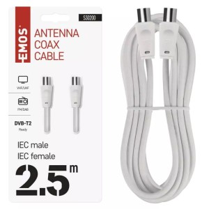 Przewód antenowy IEC ekranowany prosty 2,5m