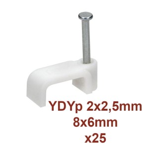Uchwyt kablowy płaski YDYp 2 x 2,5mm 8x6mm (25szt)