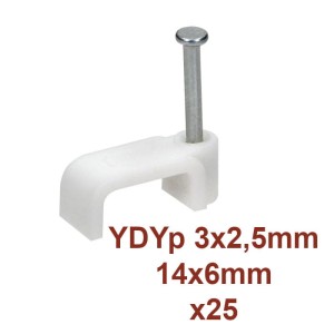 Uchwyt kablowy płaski YDYp 3 x 2,5mm 14x6mm (25szt)