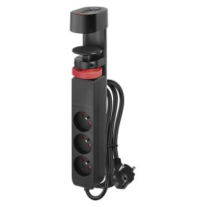 Przedłużacz biurkowy z uchwytem 3 gniazda 1,5m USB USB-C