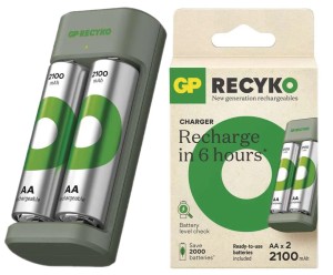 Ładowarka akumulatorków GP  Recyko Eco E221 + 2× AA 2100mAh