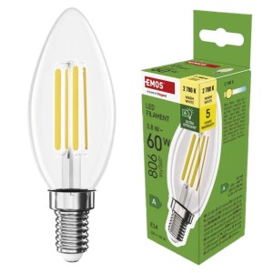Żarówka LED Filament świeczka E14 3,8W ciepła biel Klasa A