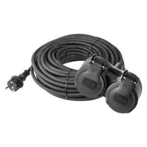 Przedłużacz 2 gniazda 20m 3× 1,5mm gumowy IP44 P0603