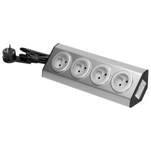 Gniazdo meblowe na rzepy 4x2P+Z INOX z przewodem 1,5m