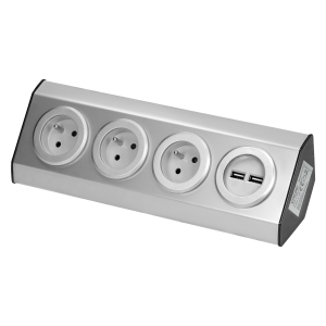 Gniazdo meblowe na rzepy 2x USB INOX