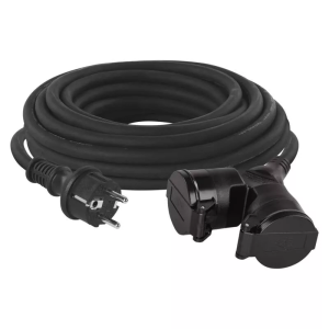 Przedłużacz 2 gniazda 10m 3× 1,5mm gumowy IP44 P0601