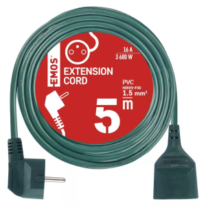 Przedłużacz pojedynczy 1 gniazdo 5m 3x1,5mm ZIELONY