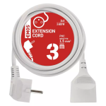 Przedłużacz pojedynczy 1 gniazdo 3m 3x1,5mm biały