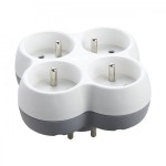 Rozgałęźnik x4 z uziemieniem 230V 4x2P+Z biało-szary