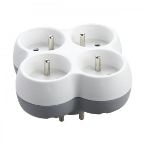 Rozgałęźnik x4 z uziemieniem 230V 4x2P+Z biało-szary