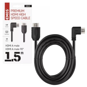 Przewód HDMI ekranowany 2.0 wtyk A 90°, 1,5m