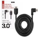 Przewód HDMI ekranowany 2.0 wtyk A 90° 3m