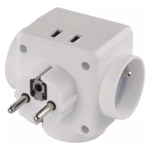 Rozgałęźnik x3 2× USB biały