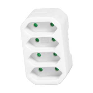 Rozgałęźnik x4 płaskie wtyczki biały 230V
