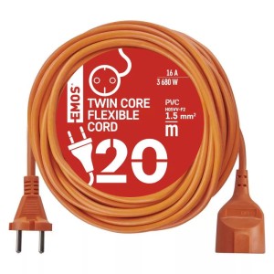 Przedłużacz ogrodowy 2×1,5 mm 20m pomarańczowy P01320R