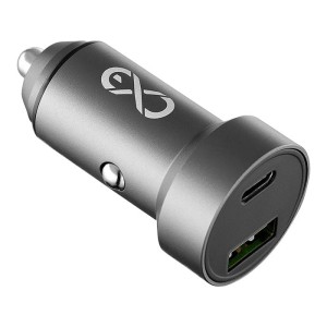 Ładowarka samochodowa USB-C PD + USB 38W szara
