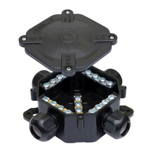 Puszka hermetyczna IP67 4 dławnice 122 x 122mm czarna