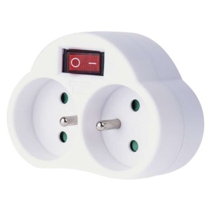Rozgałęźnik 2 x 2P+Z z włącznikiem biały P0062