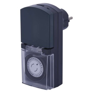 Mechaniczny programator czasowy / timer IP44 zewnętrzny czarny P5508