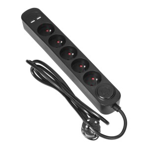 Listwa przeciwprzepięciowa 5 gniazd 1,5m 2xUSB 