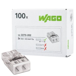 Szybkozłączka WAGO 2273-202 DRUT 2x2,5mm 100 sztuk