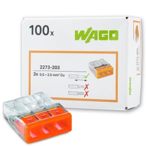 Szybkozłączka WAGO 2273-203 DRUT 3x2,5mm 100 sztuk
