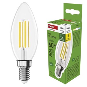 Żarówka LED Filament świeczka E14 3,8W neutralna biel Klasa A