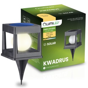 Lampa Solarna Ogrodowa LED KWADRUS Wbijana Kula 3000K