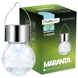 Lampa solarna LED kulka wisząca szklana MARANTA IP44 6500K