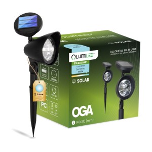 Lampka LED solarna wbijana czarna OGA reflektor IP44