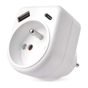 Rozgałęźnik gniazdo 2P+Z USB USB-C IP20 16A biały