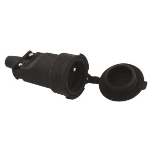 Gniazdo proste IP65 guma czarne P0044